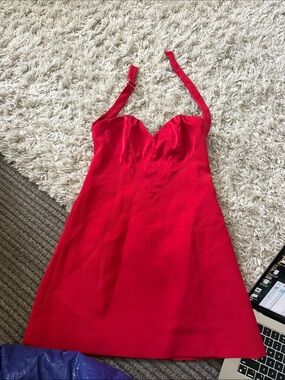 lace panel dobby mesh halter dress Petal and Pup Women's Anabelle Halter Neck Lace Maxi Dress